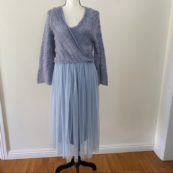 Anthropologie Maeve Layered Arasbeque Dress Blue size L - Picture 3 of 16